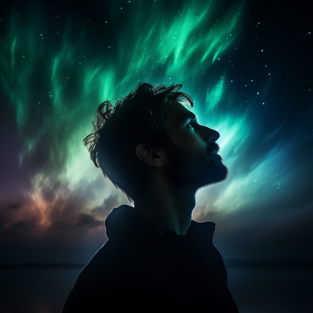 Face Of A Man Dark Silhouette Lights 64738219